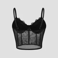 Soutien-gorge push up en maille semi-transparente pour femme, bustier tubulaire, corset noir sexy, bustier de soirée club, haut court, lingerie élégante 2