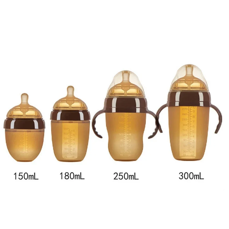 Silicone Nano Baby Bottle Feeding Bottles with Handle for Baby Weaning AntiChoking Nipple
