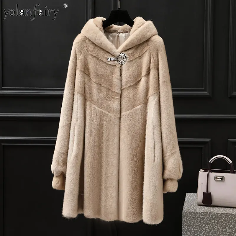 

Whole Mink Fur Coat Women Midi Long Fur Jackets Winter Coats Female Hooded Clothes Woman Clothing Abrigos De Mujer Invierno 2023
