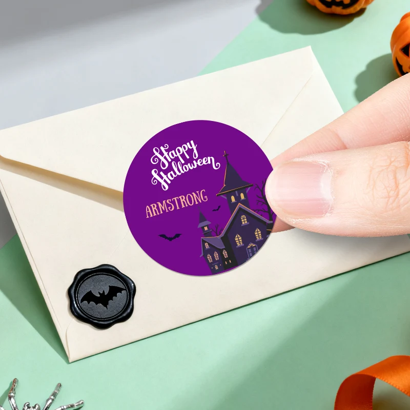 개인 맞춤형 할로윈 스티커 - 물병, 선물 상자, 할로윈 공예품 및 사무용품용 맞춤 이름표 ?