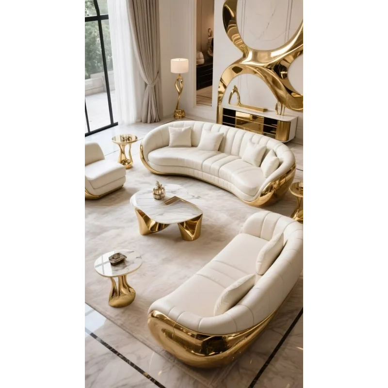 Modern White Leather Sofa 2