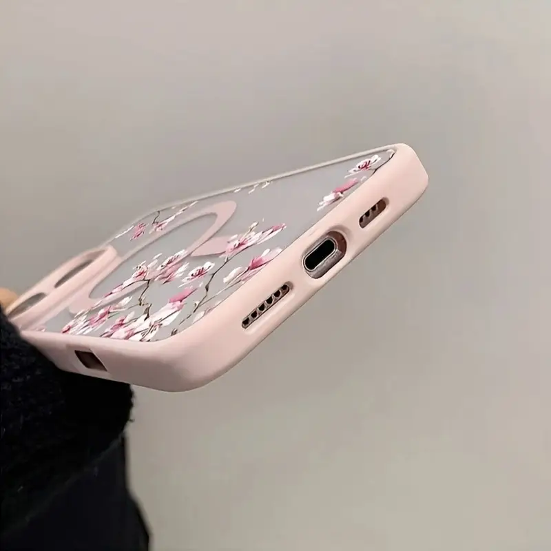 Pink Cherry Elegant Floral Background Design Magnetic Phone Case For iPhone 17 16 15 14 13 12 Pro Max 11 16 Plus 16E 17Air Cover - Image 5