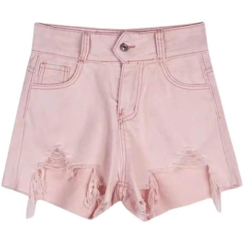 S-5XL Pink Shorts Large Size Womens Jeans Shorts Side Casual Summer Plus Size Shorts Female High Waisted Denim Shorts 2023 New