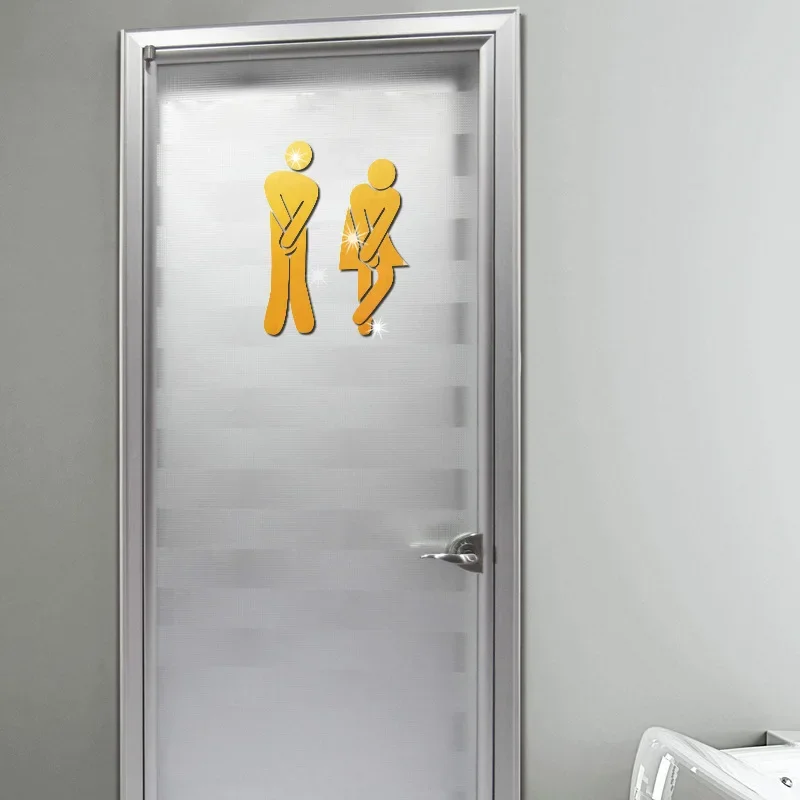 Wall Stickers Home Bedroom Mirror Sticker Toilet Room Sign Decorative Bathroom Sign