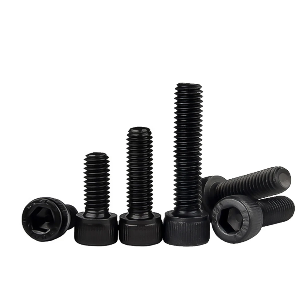 Carbon Steel Bolts DIN912 Hex Socket Bolts Black Metric Threaded Hexagonal Carbon Steel Grade 12.9 Machine Screws DIY Bolt M2M3M4M5M6M8M10M12M14M16