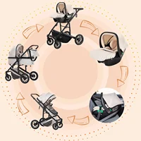 Poussette 3 en 1 pour bébé, siège inclinable pliable pour nouveau-né et enfant en bas âge, système de voyage, couffin, siège de voiture 6