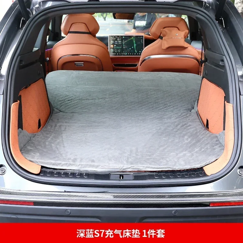 For Changan Deepal S07 Inflatable Car Bed Outdoor Air Mat Suede Camping Bed Cover Car Travel Sofa Accessories