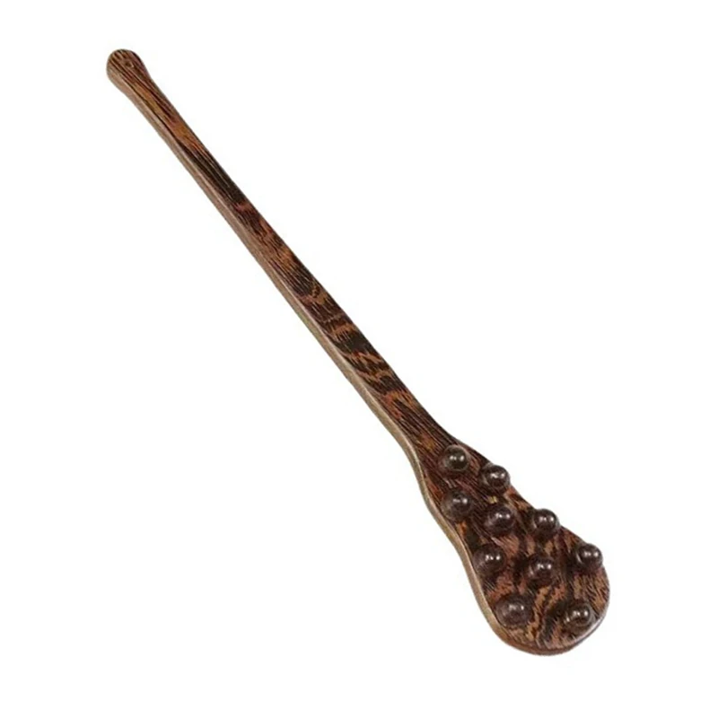 43.5CM Wenge Solid Wood Horse Whip with 10 Beads for Riding Horse Spanking Equipment