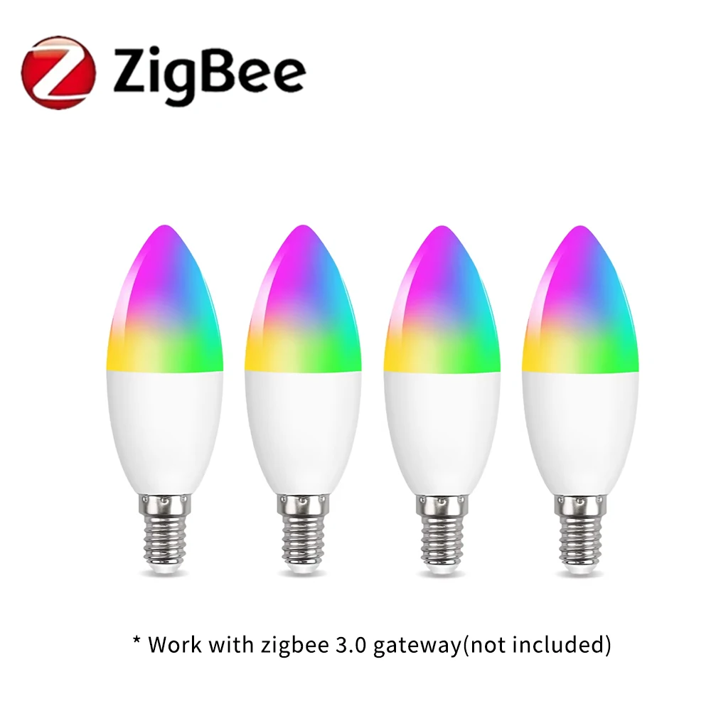 Enhanced Smart WiFi LED Bulb – E14 Candle Lamp with RGB+CW+WW Lighting