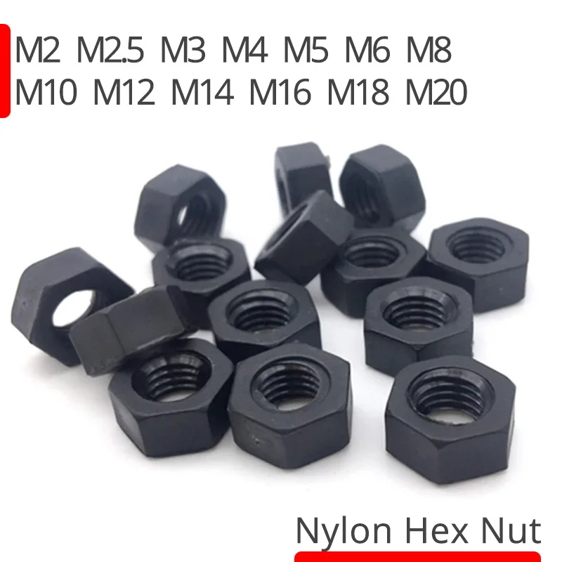 

M2 M2.5 M3 M4 M5 M6 M8 M10 M12 M14 M16 M18 M20 10-50PCS Black White Hex Nylon Nut Metric Thread Plastic Insulation Hexagon Nuts