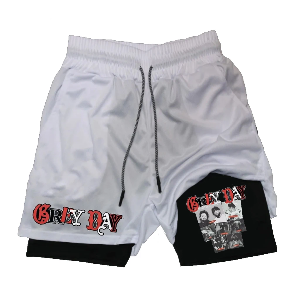 Suicideboys Sports Shorts Mens Compression Quick Drying Short Pants Suicideboys Print GYM 2-in-1 Fitness Breathable Tight Shorts 2