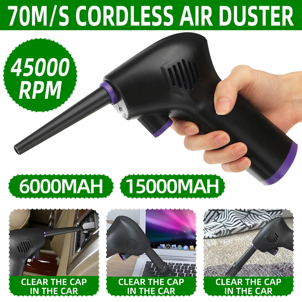

Cordless Air Duster Handheld Vacuum Cleaner Air Blower Electric Duster Cleaning Tool for Car Computer Keyboard Camera Cleaning