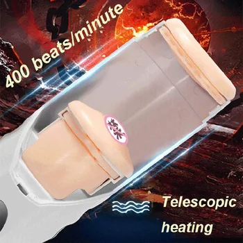Real Pussy Aircraft Cup Male Automatic Telescopic Sucking Heating Blowjob Masturbator Cup Vagina Fast Orgasm Machine Men Sex Toy 3