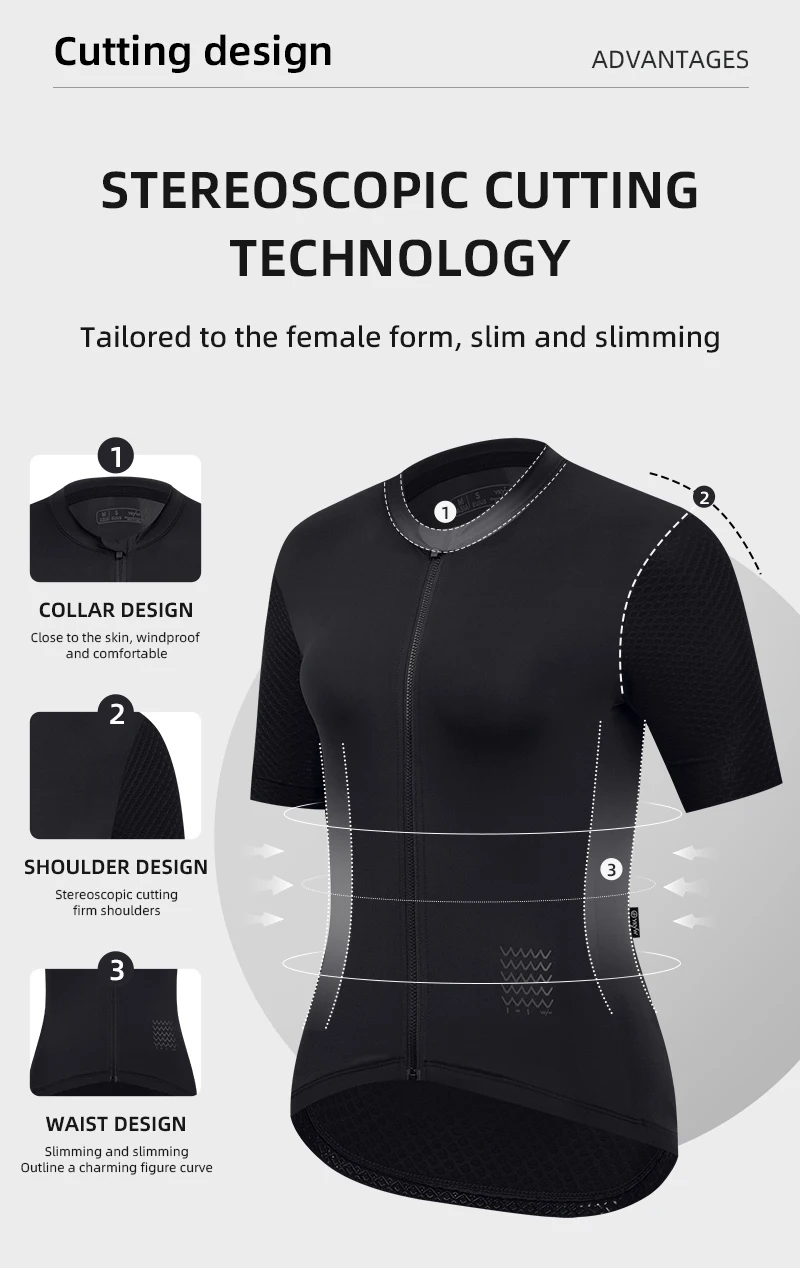 YKYWBIKE Damen Fahrradtrikot Sommer Kurzarm Leichtes Atmungsaktives Rennrad-Trikot mit UV-Schutz 50+ – Detail 6