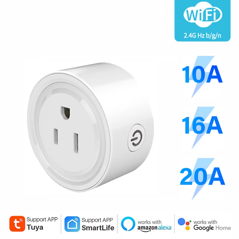Tuya WiFi Smart Plug 10A/16A/20A US Smart Home Timing Socket Smart Life
