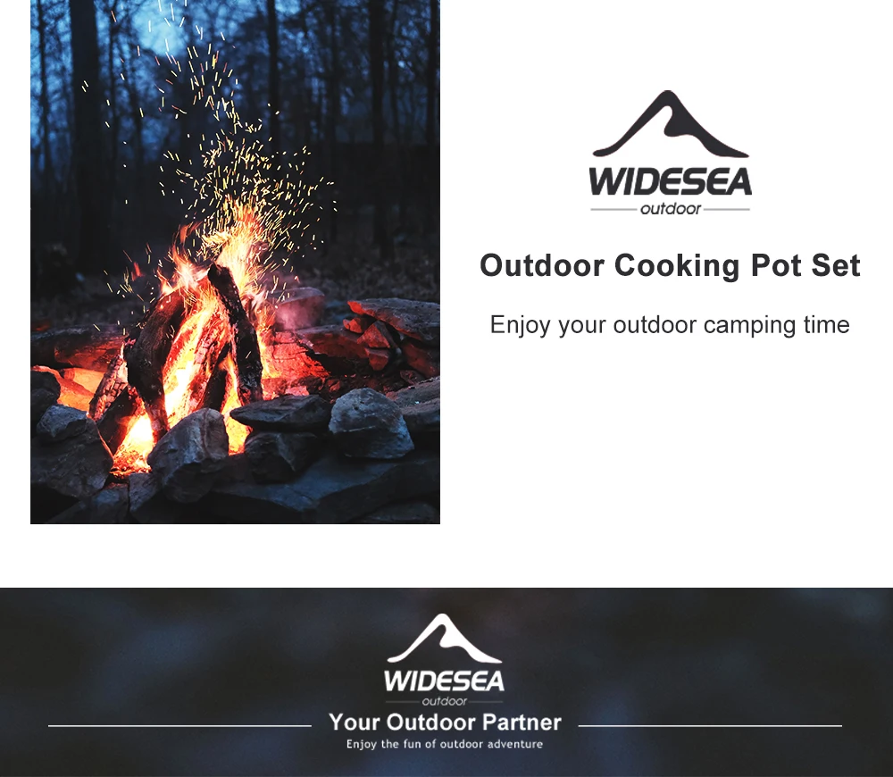 Widesea Camping Cooking System with Heat Exchanger Outdoor Gas Burner Stove Tourist Pot Set Cup Tableware Cookware Tourism Hike