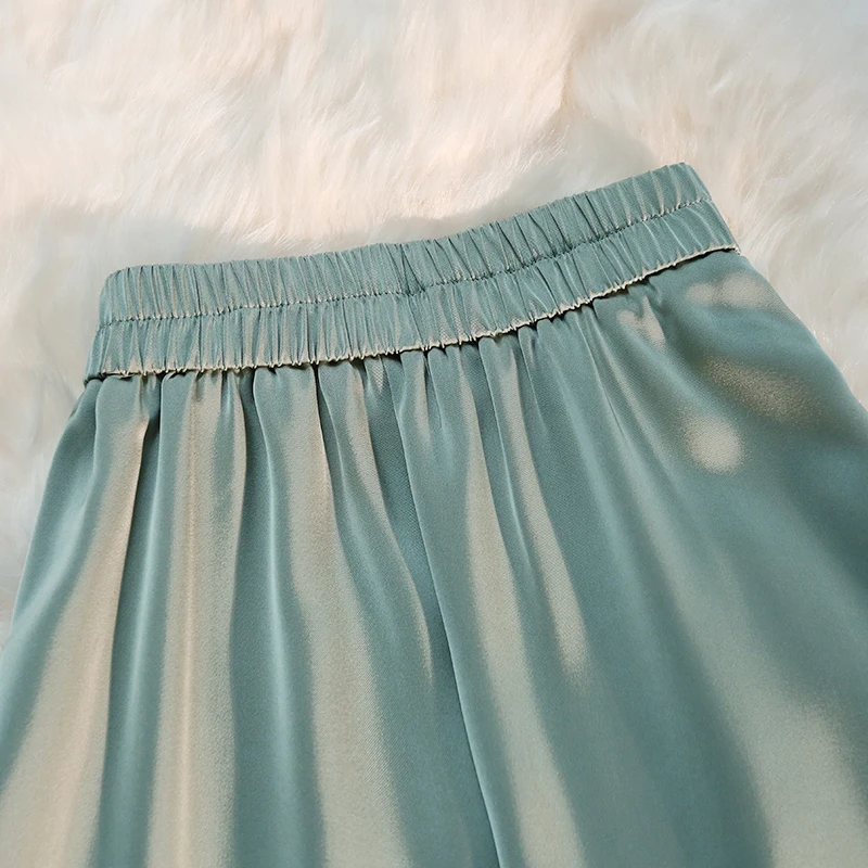 Silk Satin Long Skirts for Women 4 Seasons Elegant Female Midi A Line Skirt Side Zipper Back Elastic Band Fashion Skirt long skirts for women