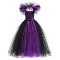 Maleficent Neck Dress Girls Halloween Theme Cosplay