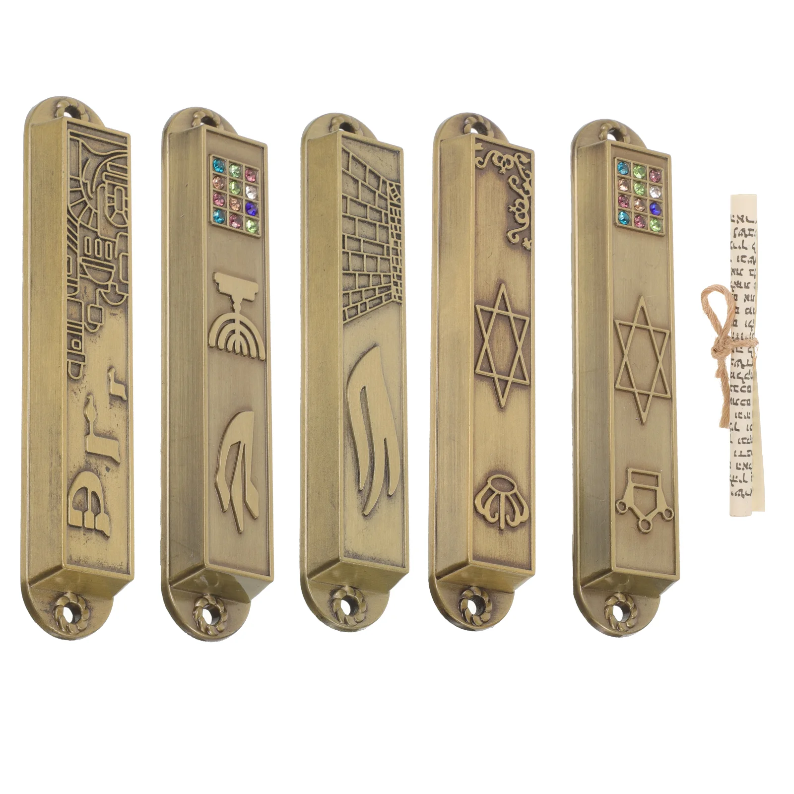 

5pcs Metal Blessing Mezuzah Religious Mezuzah Door Decoration Vintage Mezuzah Plaque