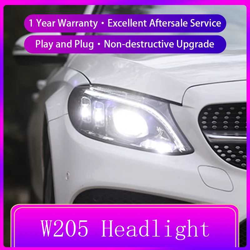 

Стайлинг автомобиля для Benz W205, C180, C200, C260, C300 2015-2021, передняя зеркальная лампа DRL, задняя лампа, проектор, линзы, аксессуары для фар