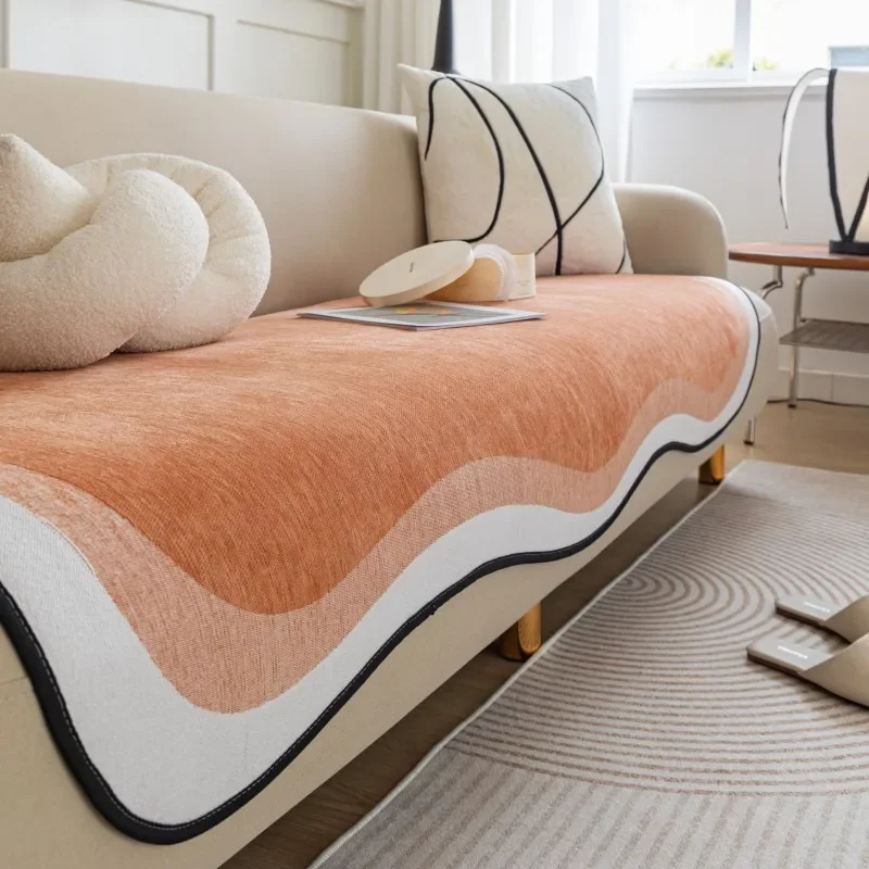 Chenille Fabric Sofa Cushion for Living Room Special Shape Non-slip Couch Cover L Shaped Sofa Towel Seat Pad Protection Cover 6
