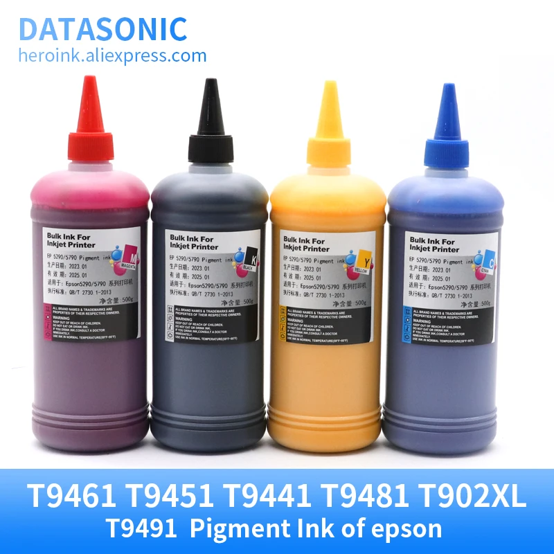 Tinta do Pigmento para Epson Workforce Pro T9461 T9451 T9441 wf C5790 C5710 C5290 C5210 T945 T946 T944 T9481 T902xl Novo 500ml