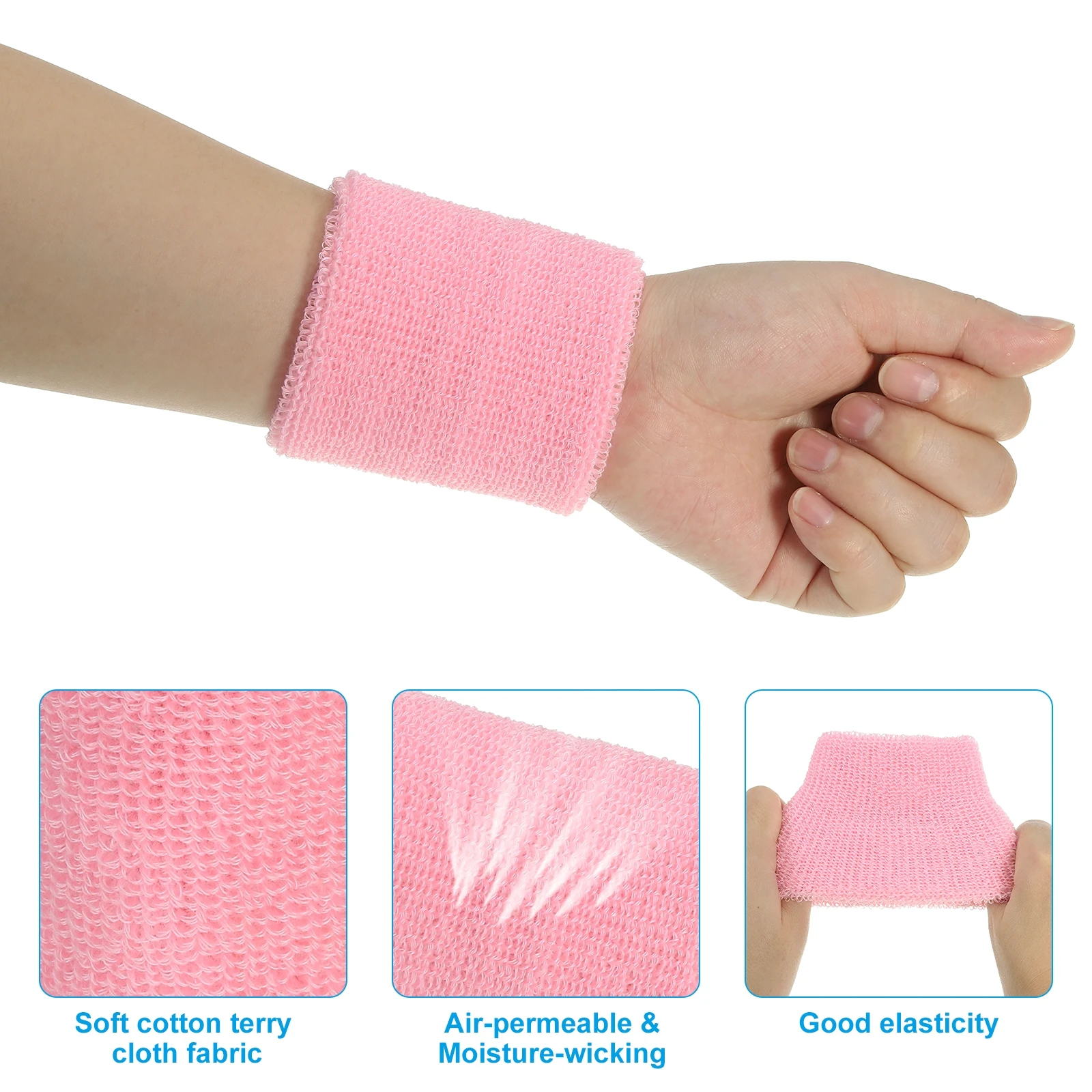 2/6pcs 스포츠 손목 밴드 8x10cm 운동용 면 테리 천 흡수성 손목 땀 흡수 밴드 테니스 농구 운동 러닝용