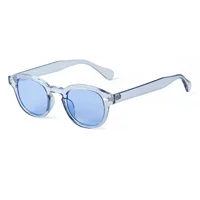 Fashion Transparent Blue Round Sunglasses Women Men 2024 Retro Rivet Tortoise Small Square Sun Glasses UV400 Lunettes De Soleil 1