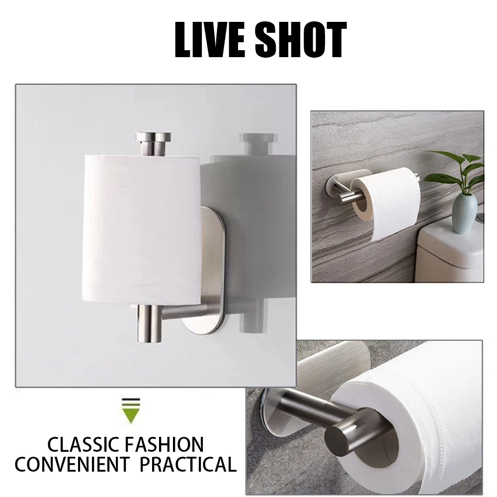 Toilet paper rack Toilet paper holder Toilet roll holder Stainless Steel Shelf Wall-mounted Perforated Roll Paper Bath Ball Rack Creative Toilet Paper Rack Toilet Bathroom Appliances