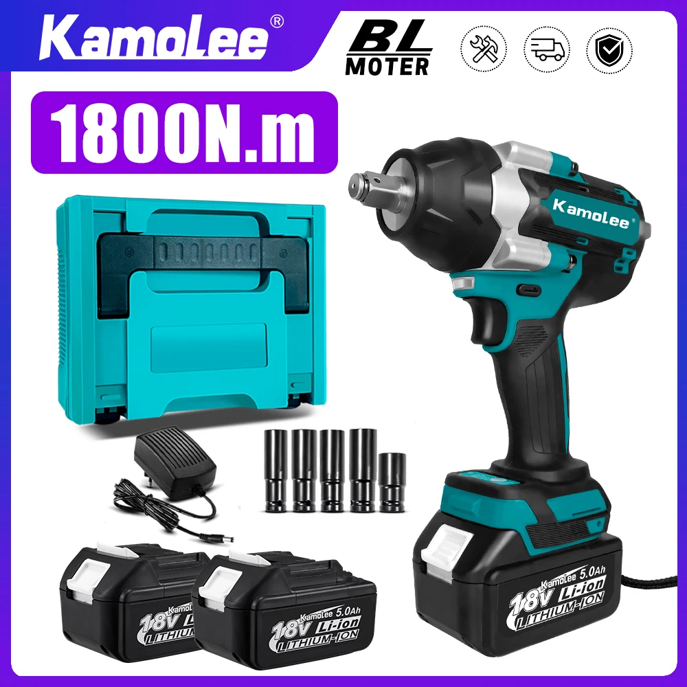 

Kamolee 1800 N.M 6000Am 6.0Ah Torque Brushless Electric Impact Wrench 1/2 In Lithium-Ion Battery For Makita 18V Battery