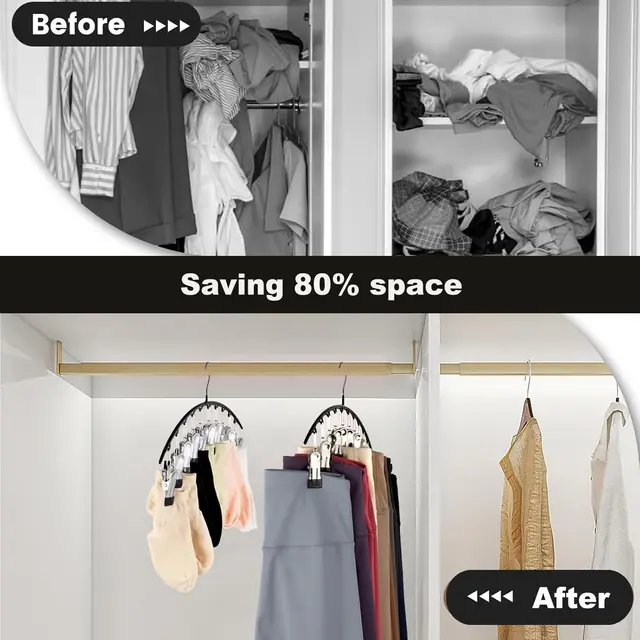 1/2/3PCS  Legging Organizer for Closet, Pants Hangers with10 Clips Holds Space Saving Hanging Closet Organizer 2