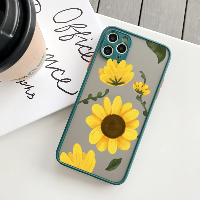 Sunflower & Chrysanthemum Shockproof Phone Case - Vibrant Floral Design Back Cover