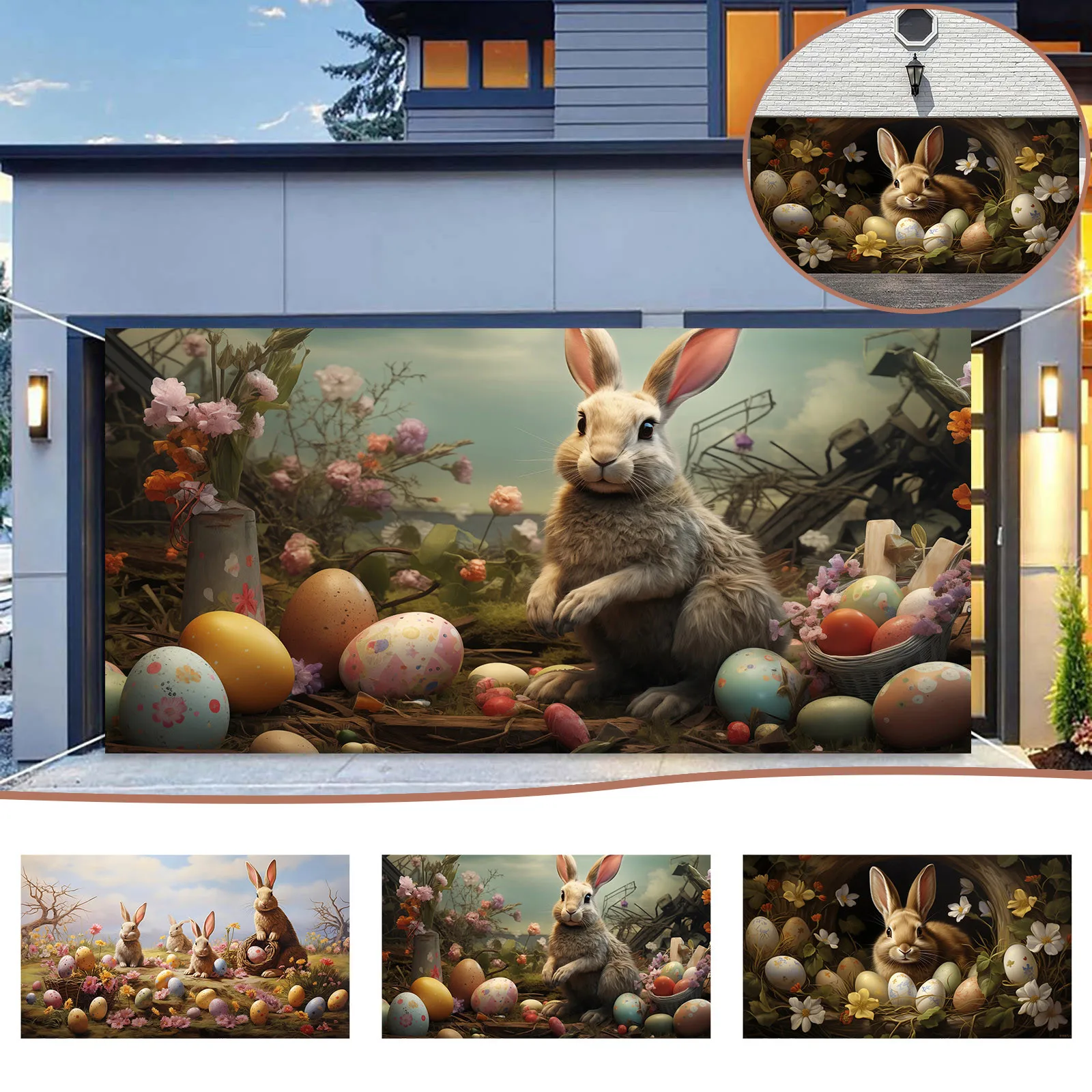 

Easter Garage Door Decoration Easter Garage Door Banner Mural Easter Holiday Party Oversize 7 X 16 Feet