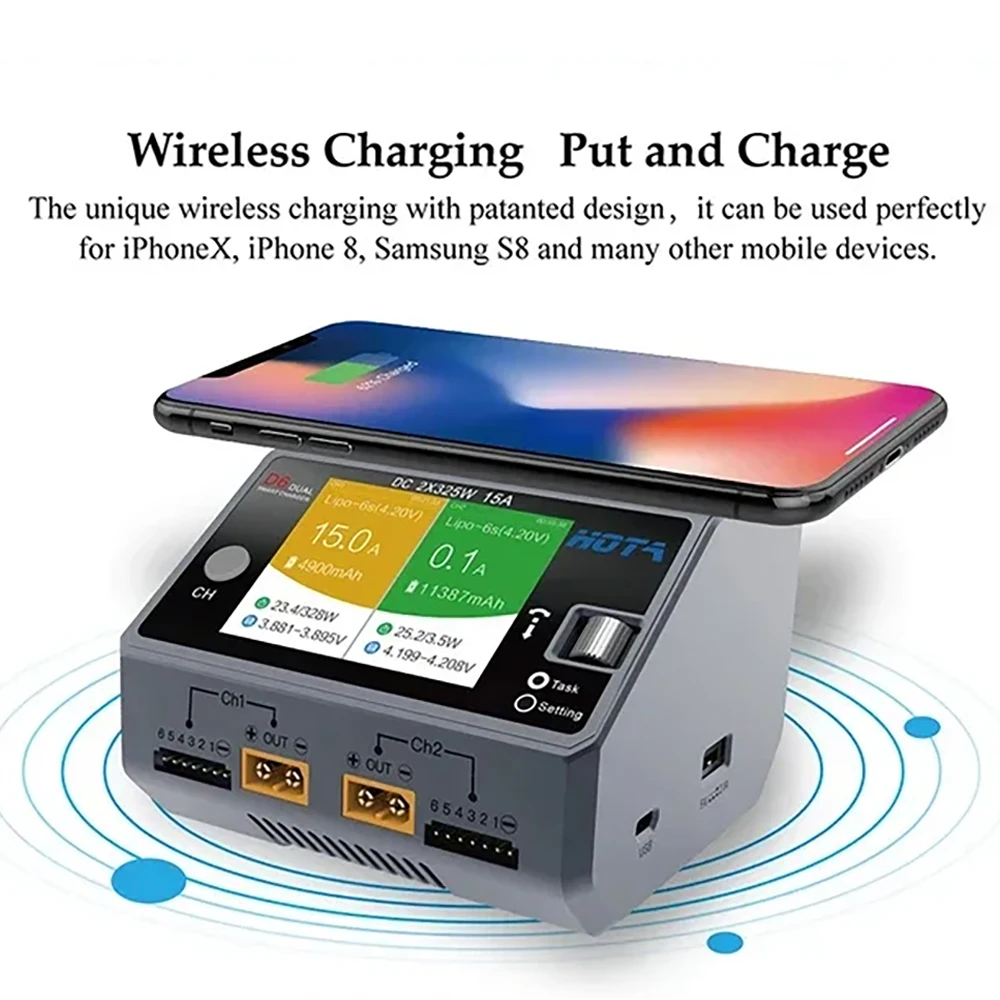 HOTA D6 Dual Smart Charger 15A DC650W with Built-in Micro USB Port for Lipo LiIon NiMH Batteries Compatible with iPhone Samsung thumbnail 3