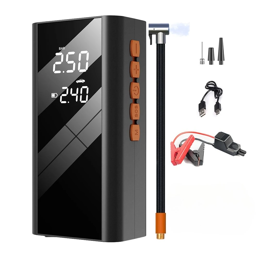 Starthilfe mit Luftkompressor, 1200 A, tragbare Autobatterie-Notfallverstärker (4,0 Gas/2,0 l Diesel) mit 150 PSI Luftpumpe