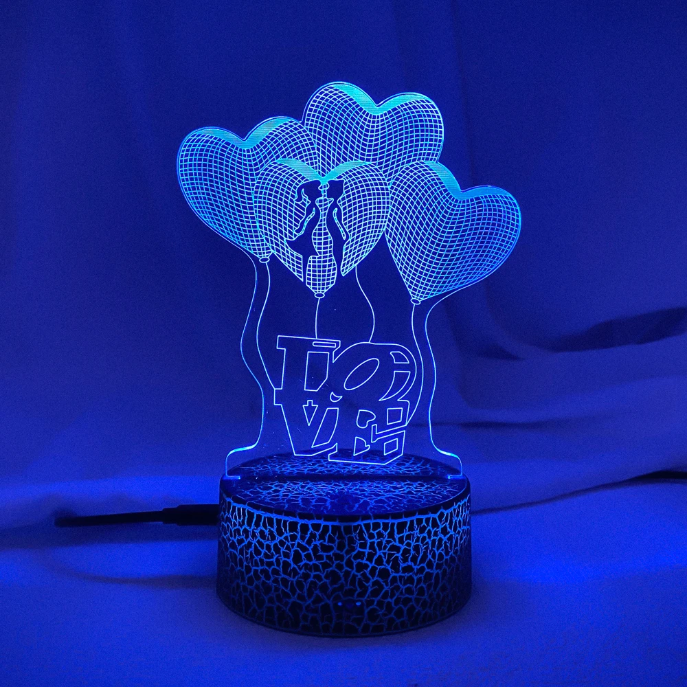 연인을 위한 3D 램프 사랑 발렌타인 데이 결혼 선물, Colorfu LED 조명, 프로포즈 장식 룸 로맨틱 램프, 직송, 신제품