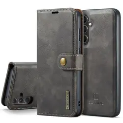 Detachable Magnetic Leather Wallet Case with Removable Flip Cover for Galaxy A37 (Gray)