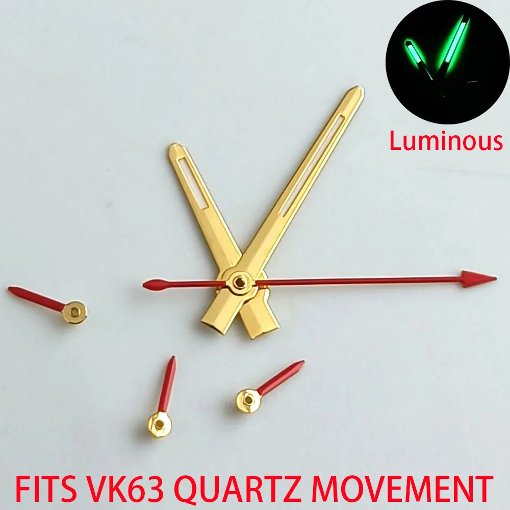 Watch Hands Fits VK63 VK63A quartz Movement Hands green luminous watch accessories