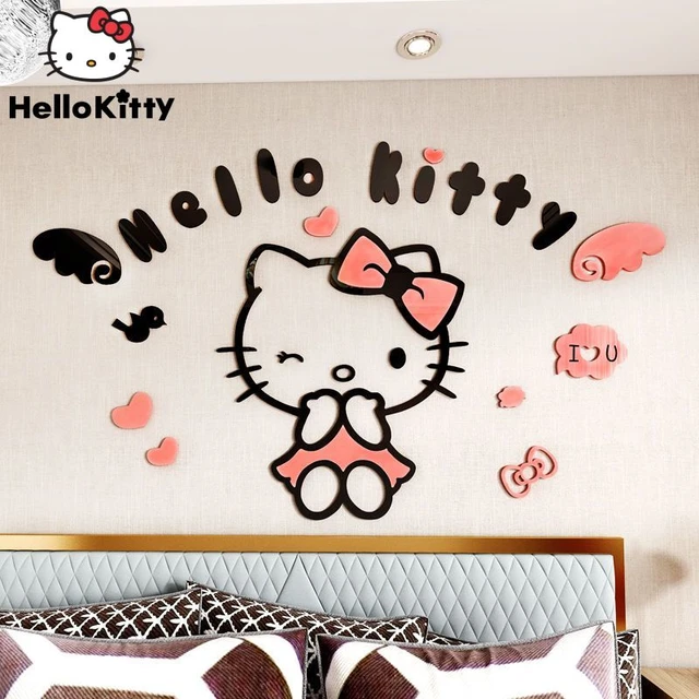 DIY Self-assembly Cartoon Sanrio Acrylic Wall Sticker Hello Kitty Melody  Kuromi Cinnamoroll Wall Sticker Kids Room Wall Decor - AliExpress