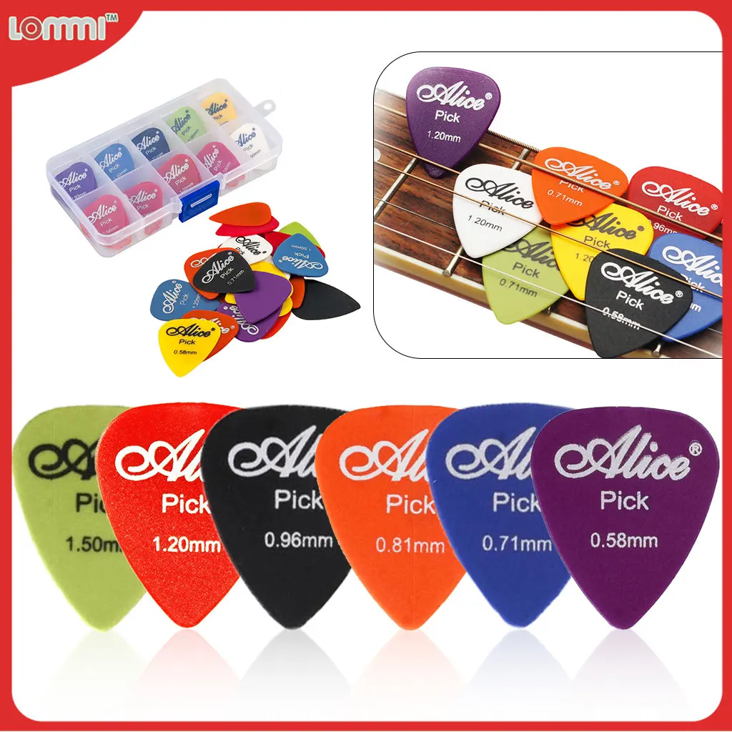 

LOMMI Guitar Picks 100pcs Acoustic Electric Guitar Picks Plectrum Various 6 thickness + Pick Box Guitar Parts Accessories