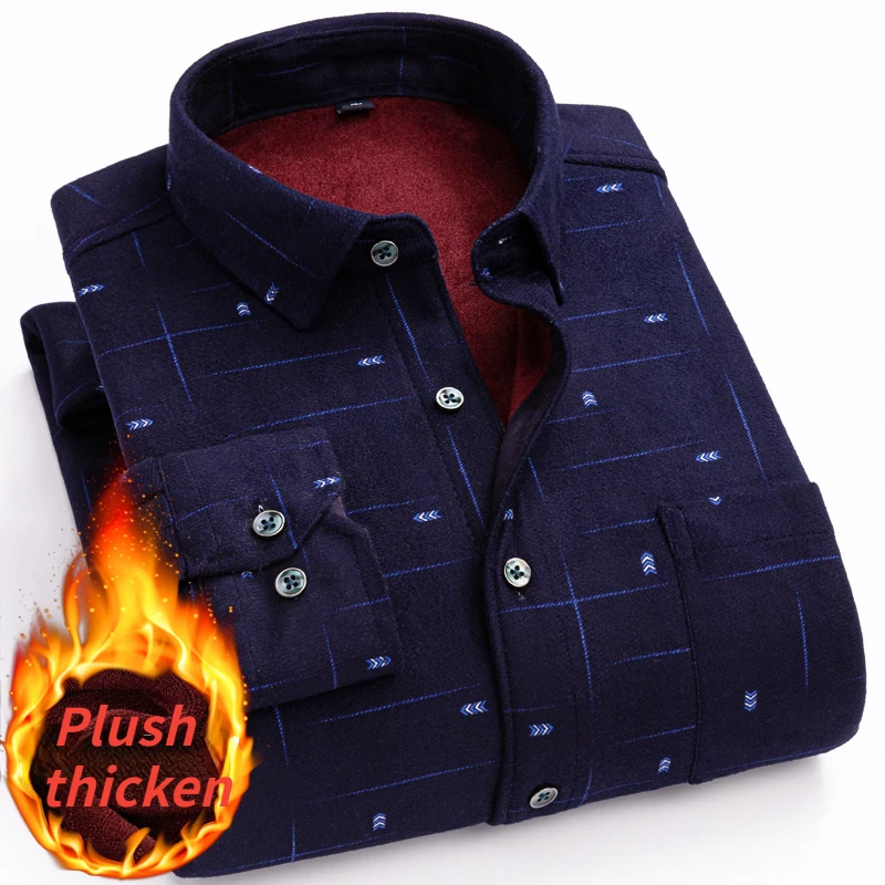 

Мужская Утепленная бархатная рубашка, деловая Повседневная модная рубашка с длинным рукавом, Осень-зима