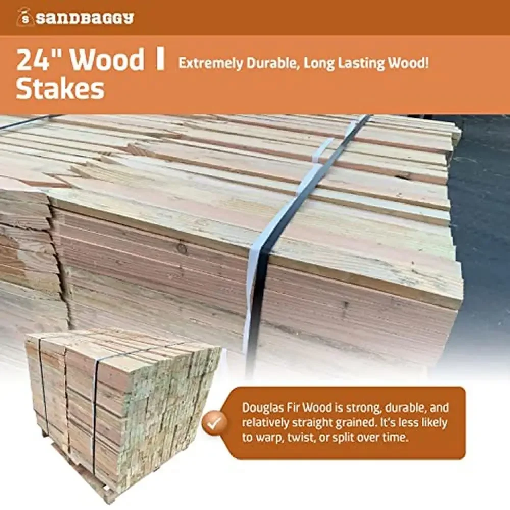 24" Wooden Construction Stakes &ndash; Durable Grading & Surveying Wood Stakes Concrete Forms Gardening & Landscaping Made in USA