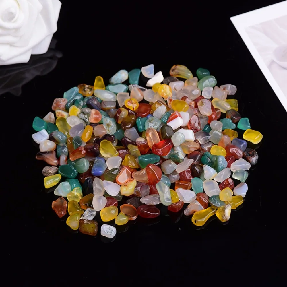 Reusable 100g Seven Colored Agate Natural Crystal Transparent Gravel Art Ornament Landscape Craft for Garden Decoration
