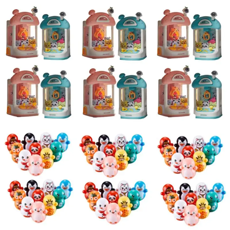 Mini Claw Arcade Crane Childrens Claw Machine Clip Doll Household Clip Doll Gashapon Candy Light Sound Effect Play House Toy