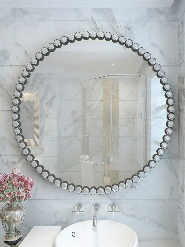 Nordic round bathroom mirror toilet sink makeup toilet mirror wall mounted dressing minimalist decorative