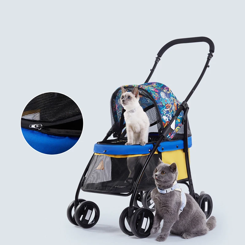 

Detachable Pet Stroller Lightweight Foldable Stroller Dog Stroller Cat Package Out Walking Dog Small Pet Car Load Bearing 15kg