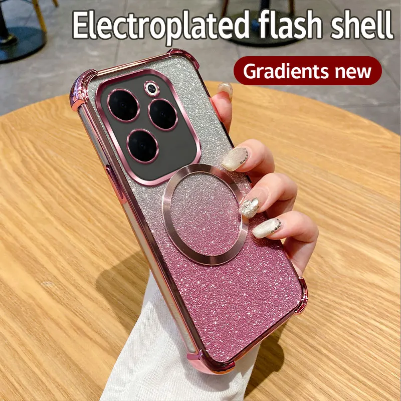 Magnetic Shockproof Phone Case For Infinix Clear Plating Cover_voghion.com
