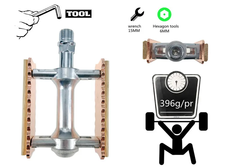 Ultralight Aluminum Alloy Bicycle Pedals with Classical Retro Wooden Style