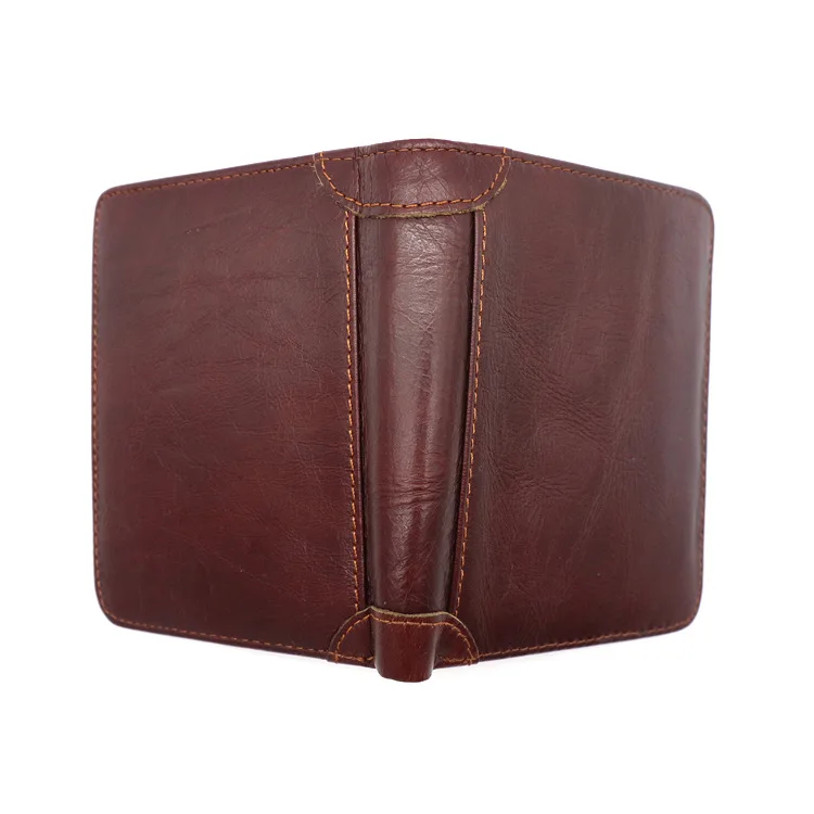 New Oil Wax Leather Short Wallet Brown RFID Vertical Plain Skin Mobile Phone Card Memory Card Bit Money Clip