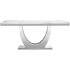 Dining Table Luxury Faux Marble Kitchen Table with Silver Mirrored Finish Stainless Steel Base,Rectangular Dining Room Table 3